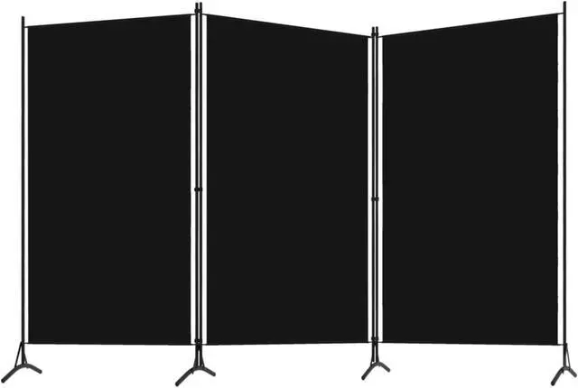 Alt view image 2 of 13 - vidaXL 3-Panel Room Divider Black 102.4"x70.9"