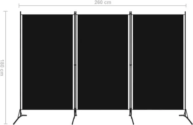 Alt view image 5 of 13 - vidaXL 3-Panel Room Divider Black 102.4"x70.9"