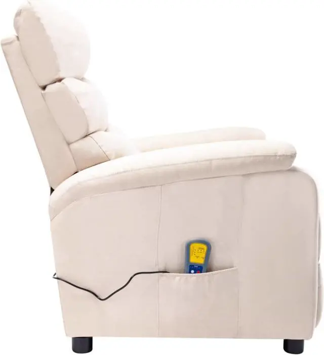 Alt view image 12 of 17 - vidaXL Massage Chair Electric Massaging Recliner Chair for Elderly Cream Fabric