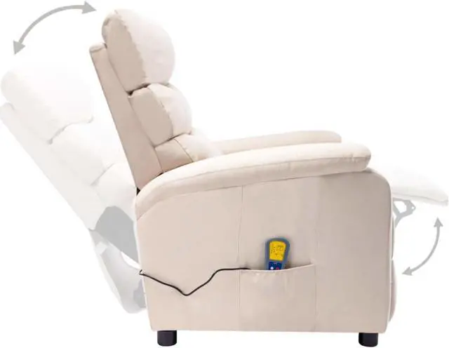 Alt view image 13 of 17 - vidaXL Massage Chair Electric Massaging Recliner Chair for Elderly Cream Fabric