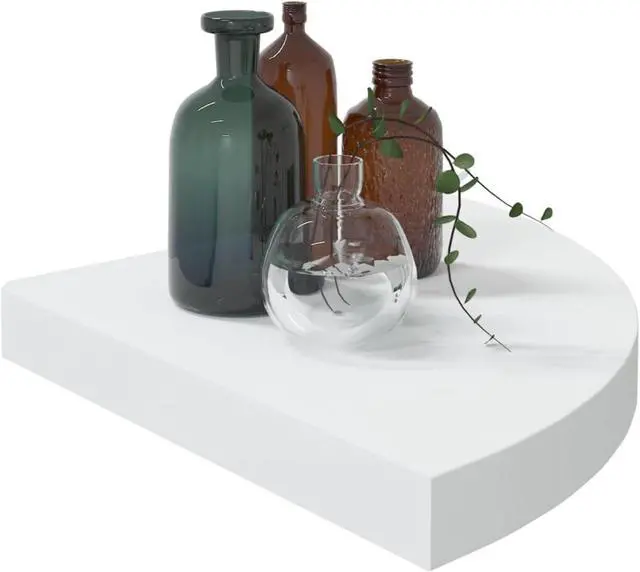 Alt view image 10 of 17 - vidaXL Wall Corner Shelf Floating Corner Shelf Display Shelf Oak and White MDF