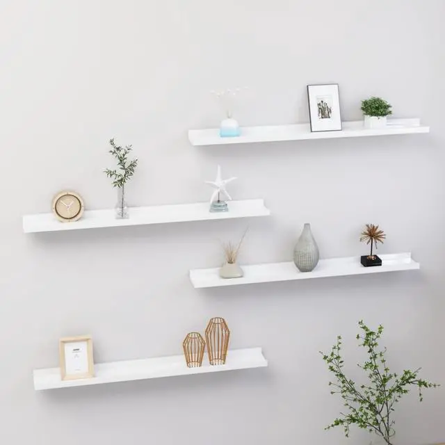 Alt view image 8 of 17 - vidaXL Wall Shelves Floating Display Shelves 4 Pcs High Gloss White 31.5"