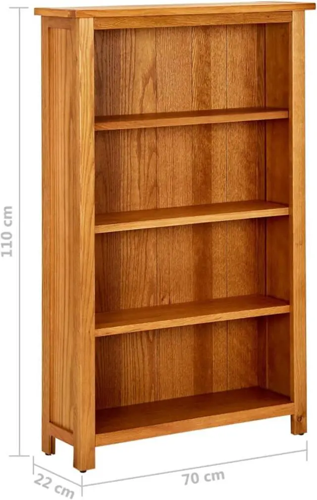 Alt view image 9 of 19 - vidaXL Solid Oak Wood 4-Tier Bookcase Display Cabinet Standing Shelf Furniture