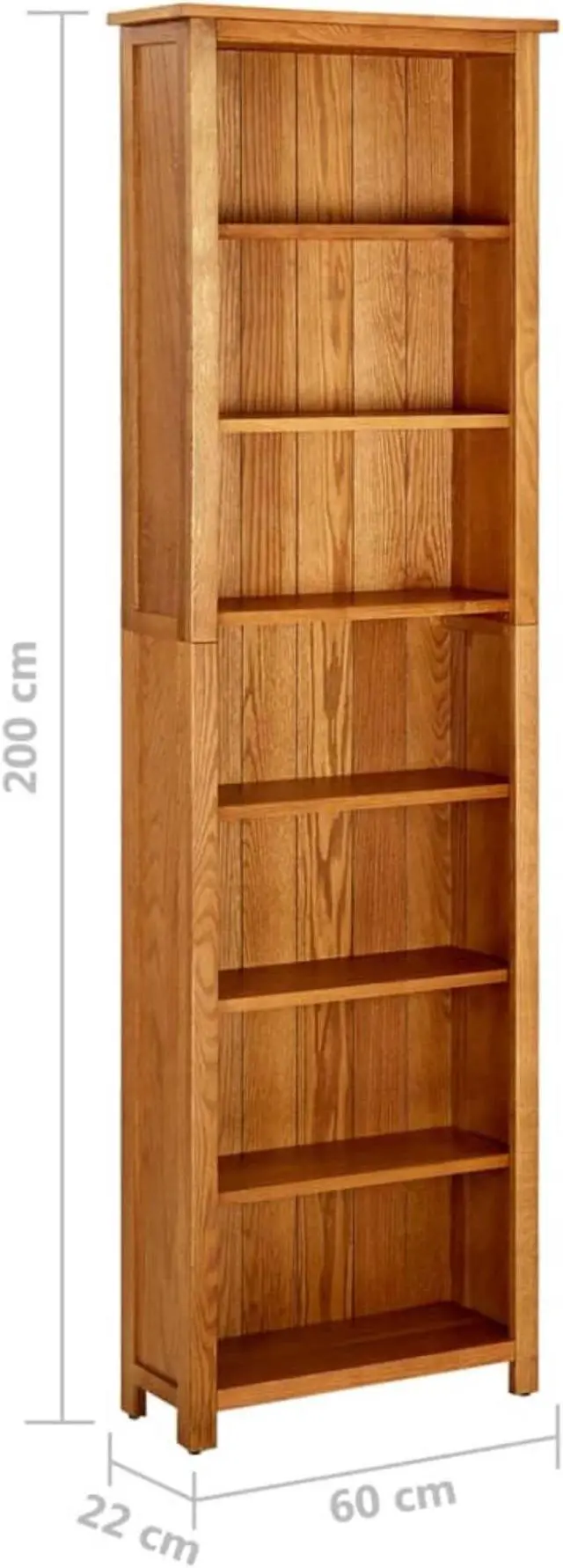 Alt view image 6 of 17 - vidaXL 7-Tier Bookcase 23.6"x8.6"x78.7" Solid Oak Wood