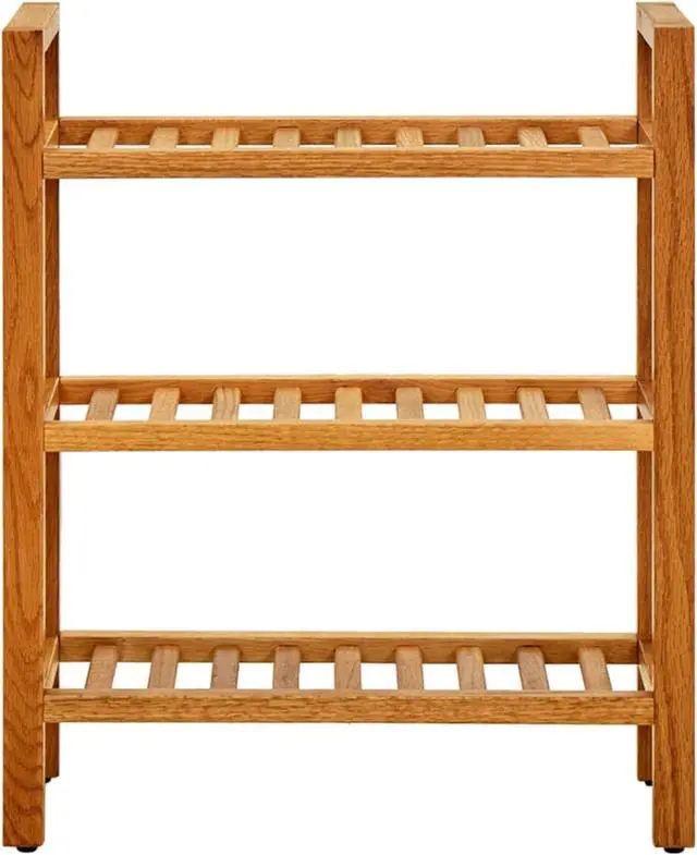Alt view image 2 of 11 - vidaXL Shoe Rack with 3 Shelves 19.6"x10.6"x23.6" Solid Oak Wood