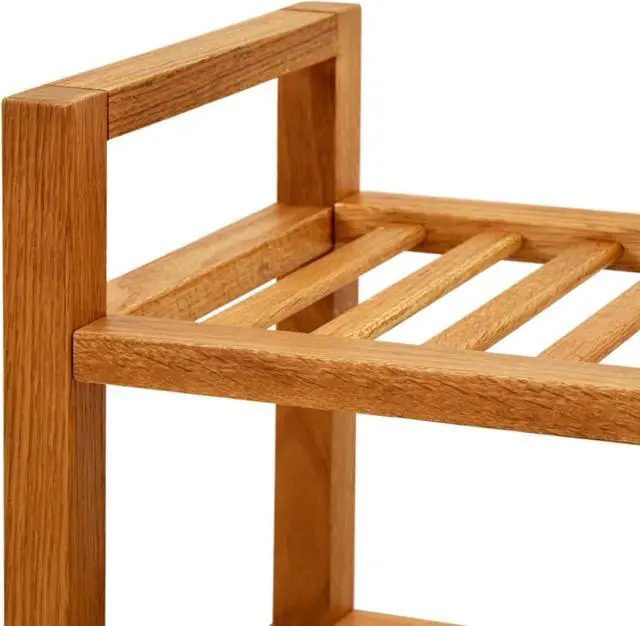 Alt view image 5 of 11 - vidaXL Shoe Rack with 3 Shelves 19.6"x10.6"x23.6" Solid Oak Wood