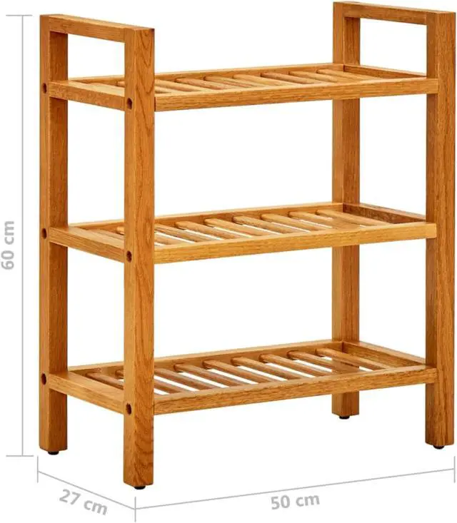 Alt view image 6 of 11 - vidaXL Shoe Rack with 3 Shelves 19.6"x10.6"x23.6" Solid Oak Wood