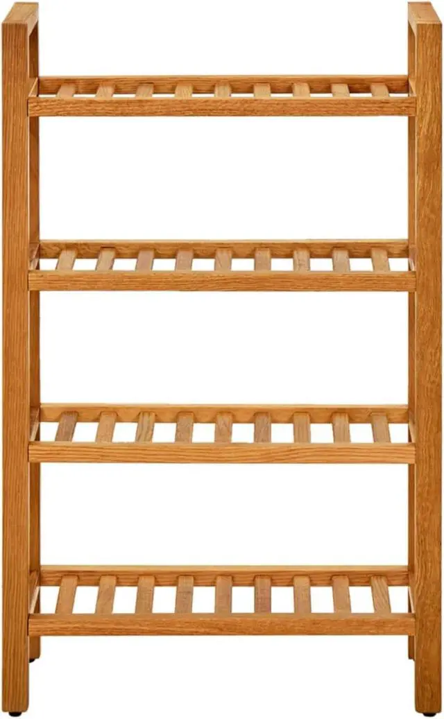 Alt view image 2 of 13 - vidaXL Shoe Rack with 4 Shelves 19.6"x10.6"x31.4" Solid Oak Wood