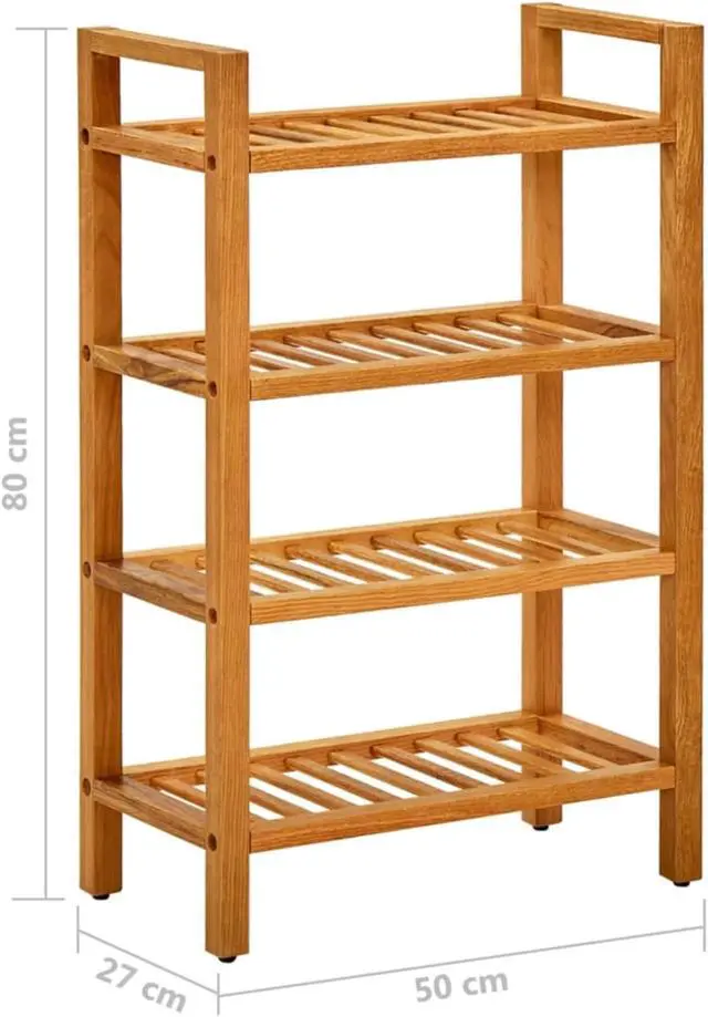Alt view image 6 of 13 - vidaXL Shoe Rack with 4 Shelves 19.6"x10.6"x31.4" Solid Oak Wood