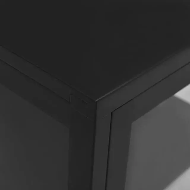 Alt view image 11 of 16 - vidaXL Sideboard Side Table with Adjustable Shelf and Feet Black Steel and Glass