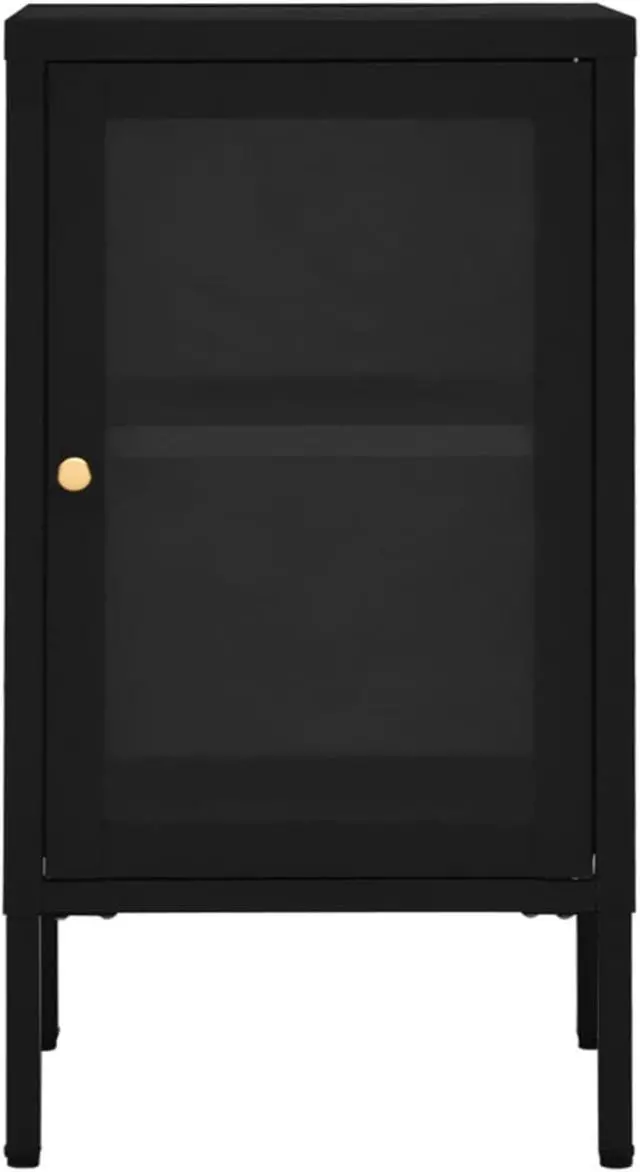 Alt view image 12 of 16 - vidaXL Sideboard Side Table with Adjustable Shelf and Feet Black Steel and Glass