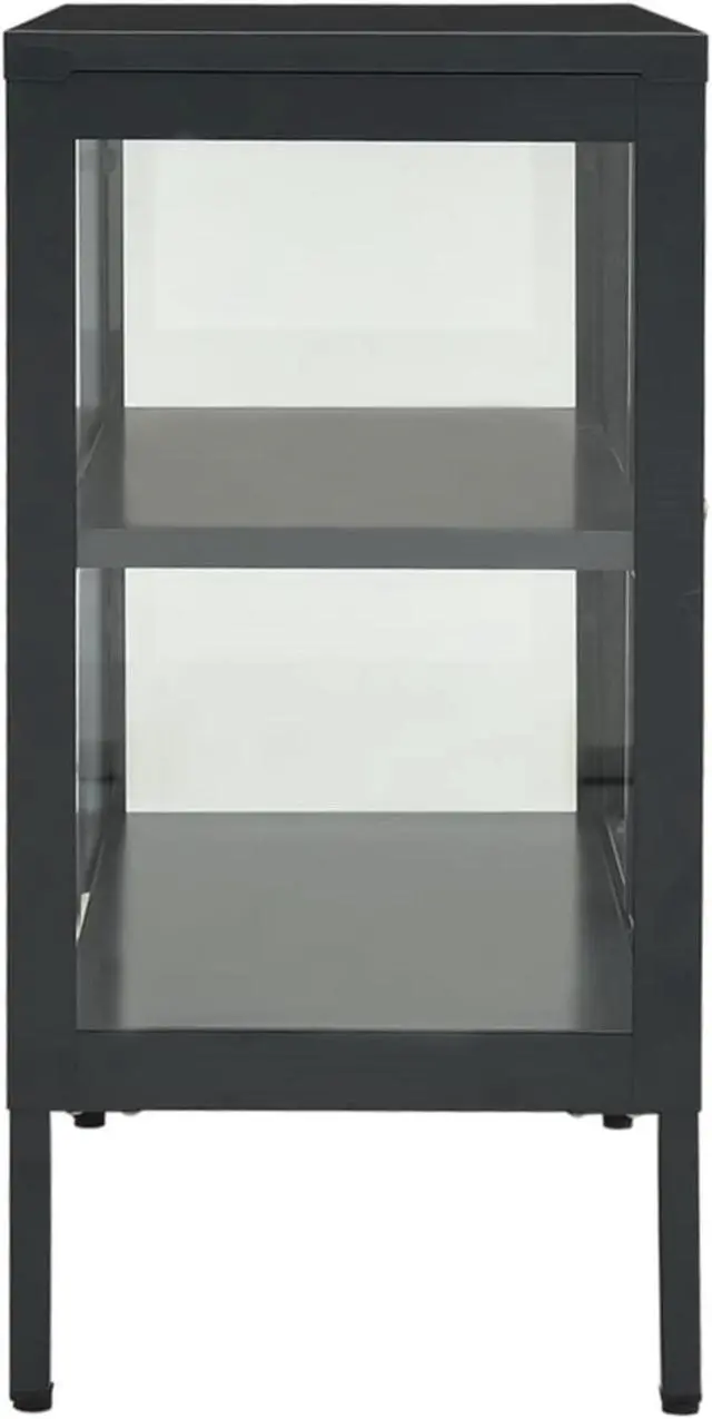 Alt view image 13 of 17 - vidaXL Sideboard Anthracite 27.6" Steel and Glass Storage Cabinet Furniture