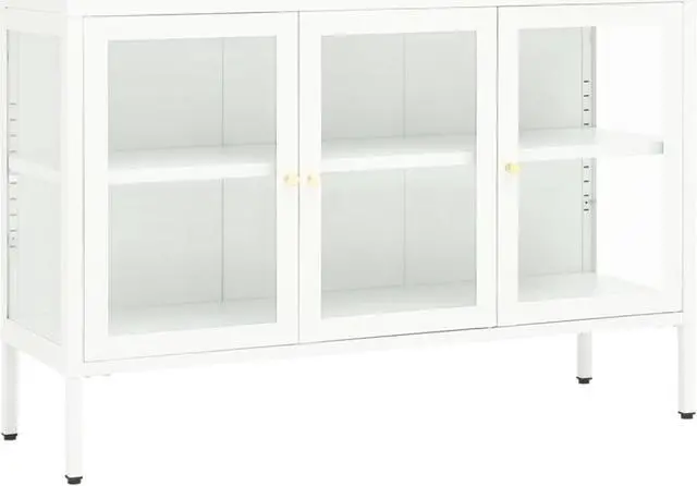 Alt view image 6 of 17 - vidaXL Sideboard White 41.3"x13.8"x27.6" Steel and Glass
