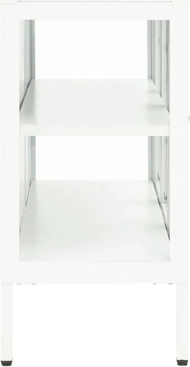 Alt view image 10 of 17 - vidaXL Sideboard White 41.3"x13.8"x27.6" Steel and Glass