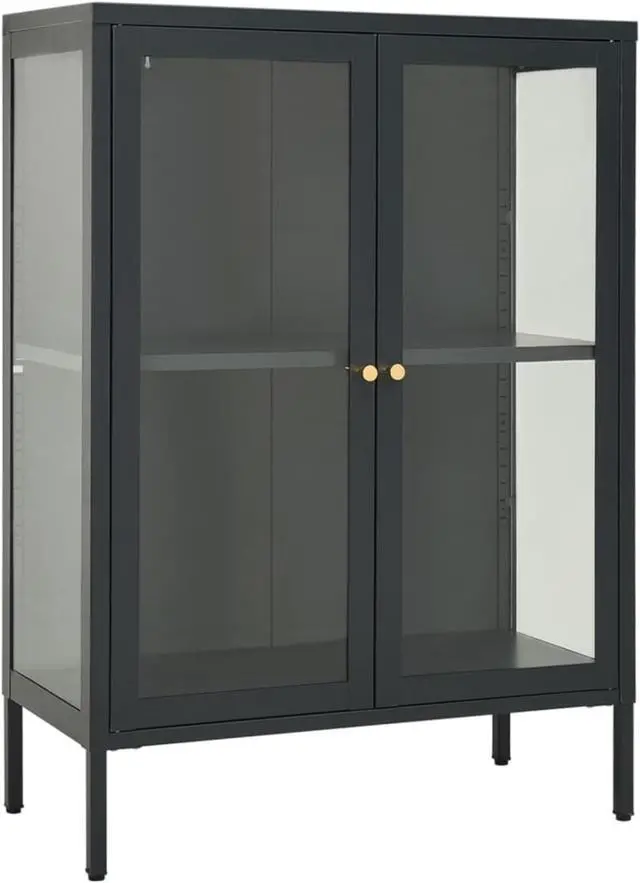 Alt view image 9 of 18 - vidaXL Sideboard Side Table End Table for Living Room Anthracite Steel and Glass