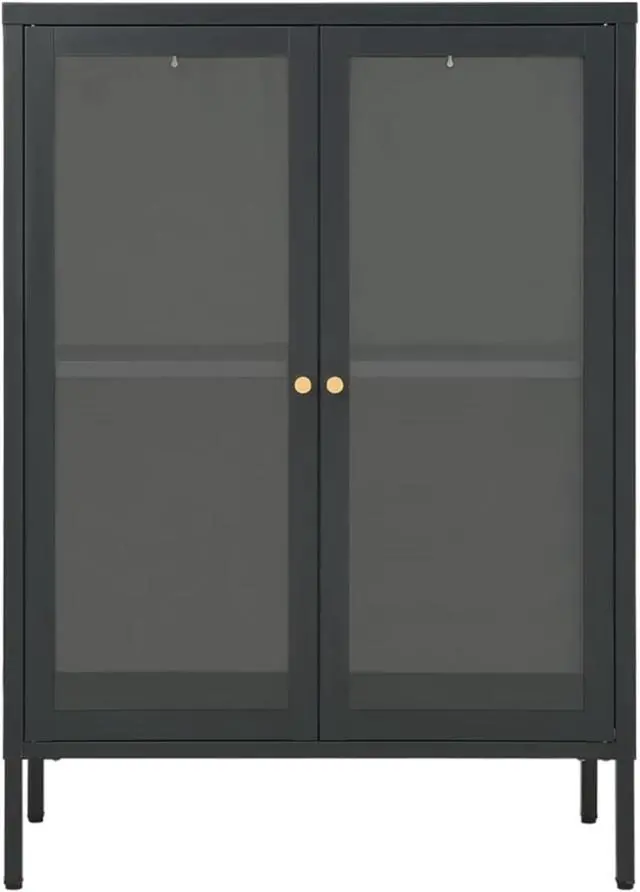 Alt view image 12 of 18 - vidaXL Sideboard Side Table End Table for Living Room Anthracite Steel and Glass