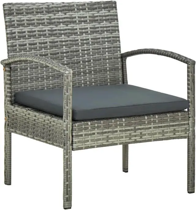 Alt view image 6 of 16 - vidaXL Patio Chair Patio Dining Chair for Deck with Cushion Poly Rattan Gray