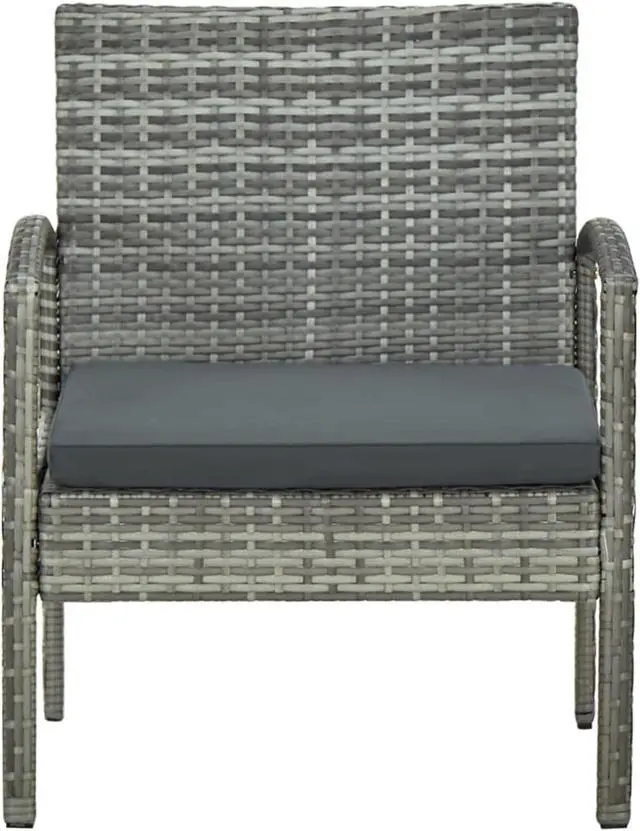 Alt view image 7 of 16 - vidaXL Patio Chair Patio Dining Chair for Deck with Cushion Poly Rattan Gray