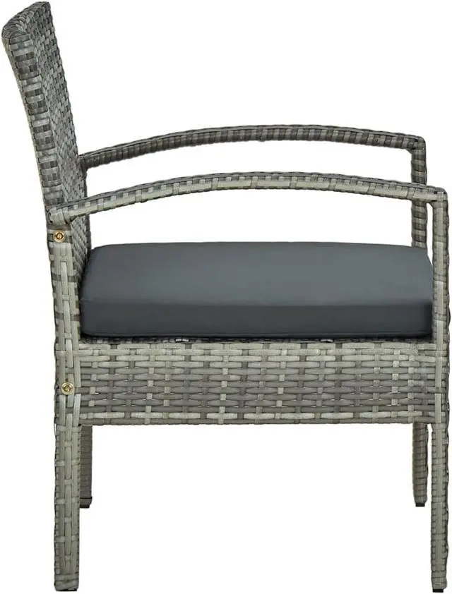 Alt view image 8 of 16 - vidaXL Patio Chair Patio Dining Chair for Deck with Cushion Poly Rattan Gray
