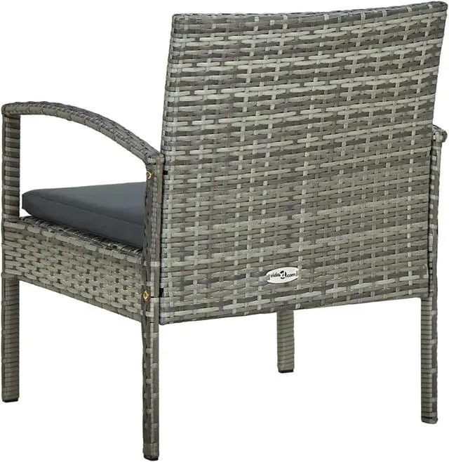 Alt view image 9 of 16 - vidaXL Patio Chair Patio Dining Chair for Deck with Cushion Poly Rattan Gray