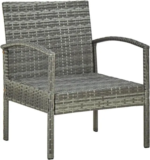 Alt view image 10 of 16 - vidaXL Patio Chair Patio Dining Chair for Deck with Cushion Poly Rattan Gray