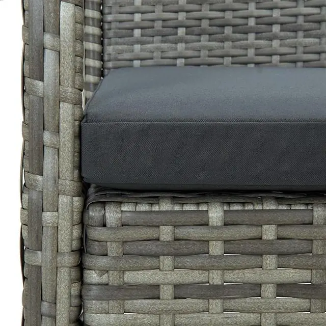 Alt view image 11 of 16 - vidaXL Patio Chair Patio Dining Chair for Deck with Cushion Poly Rattan Gray