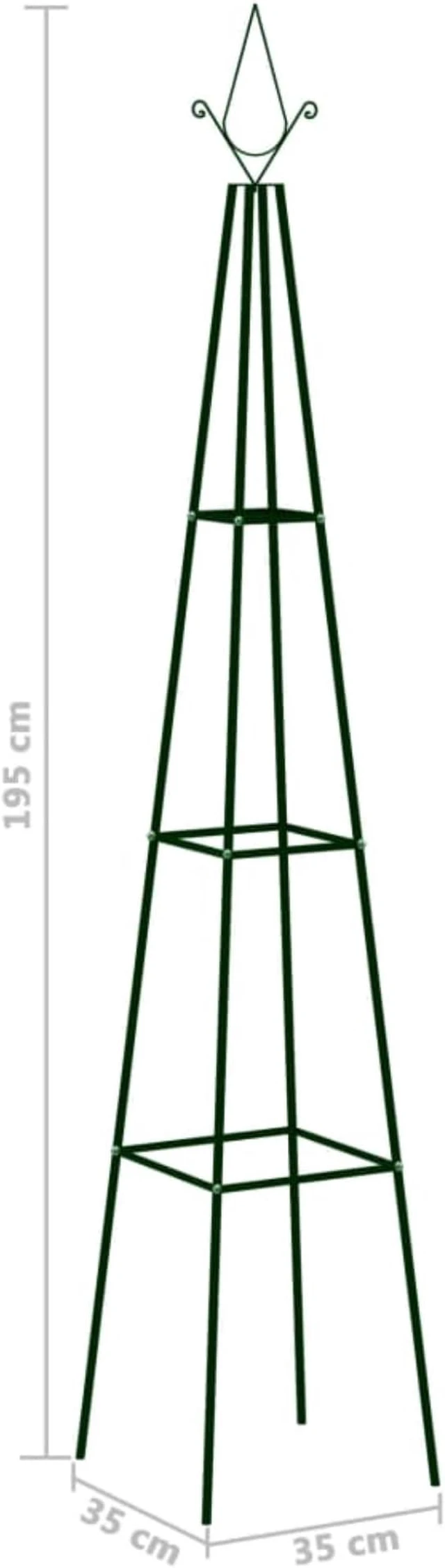 Alt view image 5 of 10 - vidaXL Garden Climbing Plant Racks 2 pcs Dark Green 13.8"x13.8"x76.8" Iron