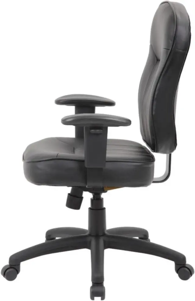 Alt view image 2 of 7 - Boss Black Leather Task Chair W/ Adjustable Arms