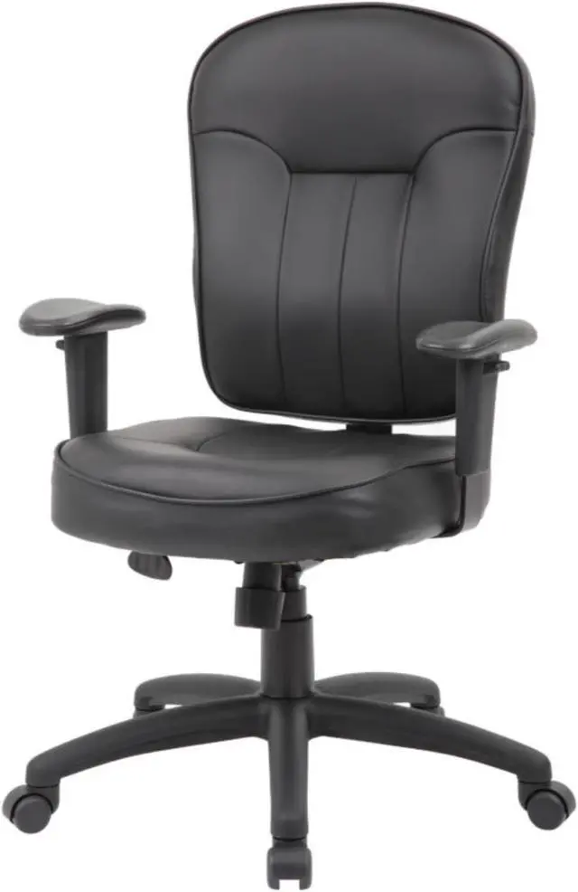 Alt view image 3 of 7 - Boss Black Leather Task Chair W/ Adjustable Arms
