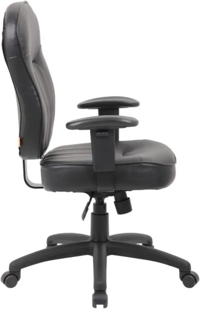 Alt view image 5 of 7 - Boss Black Leather Task Chair W/ Adjustable Arms