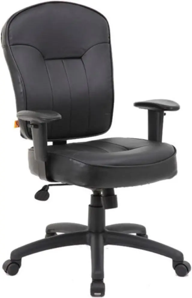 Main image of Boss Black Leather Task Chair W/ Adjustable Arms