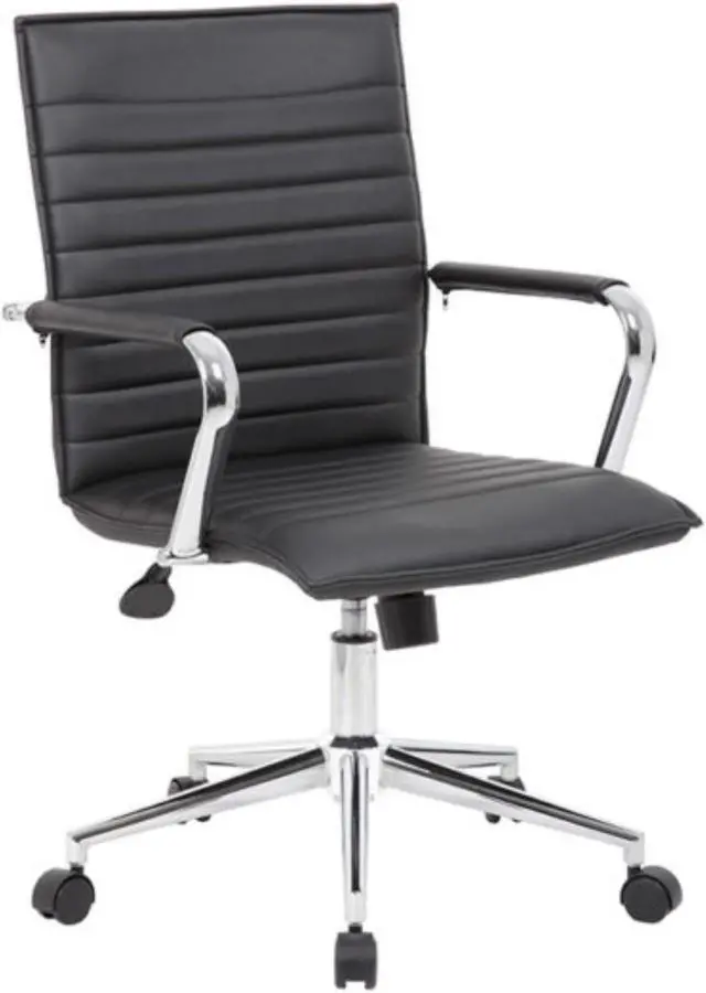Alt view image 3 of 7 - Boss Black Vinyl Hospitality Chair