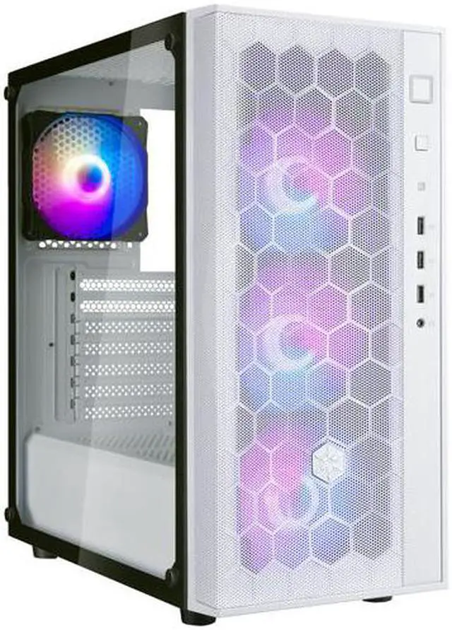 Alt view image 2 of 2 - silverstone far1w-pro tempered glass mid tower atx case with argb (fara r1 pro)