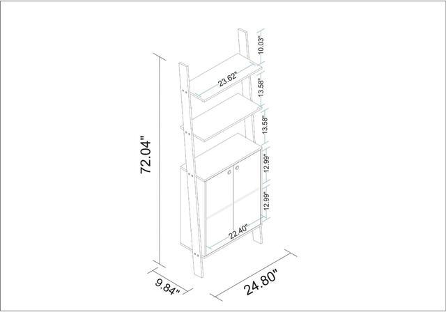 Alt view image 3 of 13 - Cooper Ladder Display Cabinet with 2 Floating Shelves in White