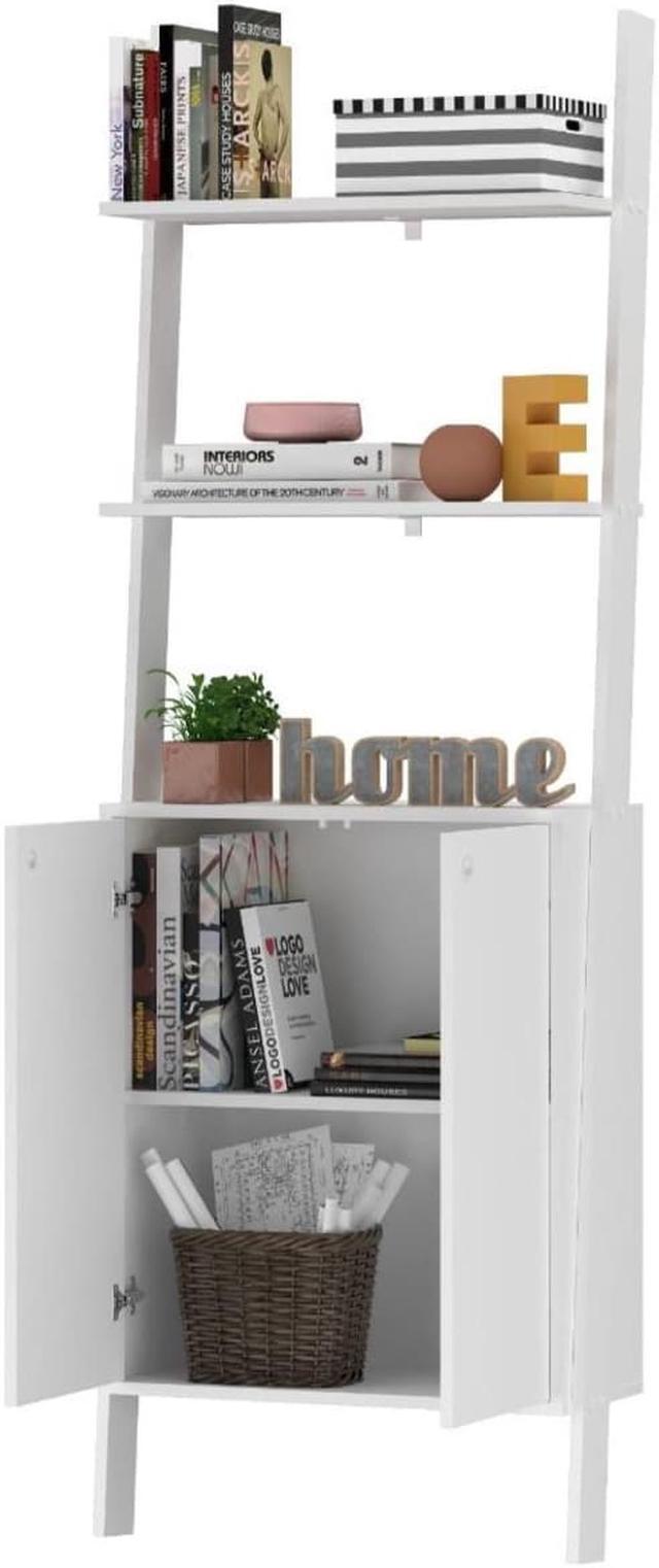 Alt view image 4 of 13 - Cooper Ladder Display Cabinet with 2 Floating Shelves in White
