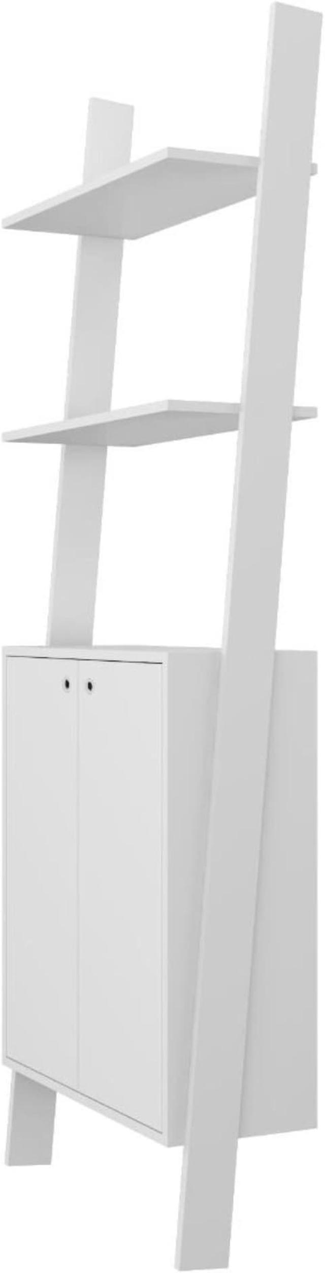 Alt view image 5 of 13 - Cooper Ladder Display Cabinet with 2 Floating Shelves in White