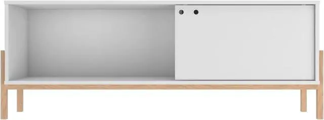 Alt view image 5 of 18 - Bowery 55.12 TV Stand with 2 Shelves in White and Oak