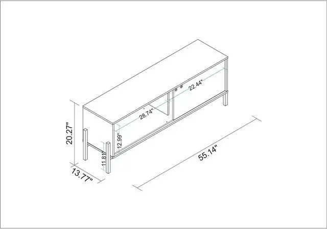 Alt view image 7 of 18 - Bowery 55.12 TV Stand with 2 Shelves in White and Oak