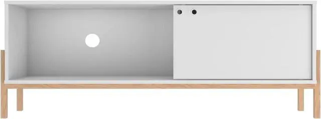Alt view image 10 of 18 - Bowery 55.12 TV Stand with 2 Shelves in White and Oak