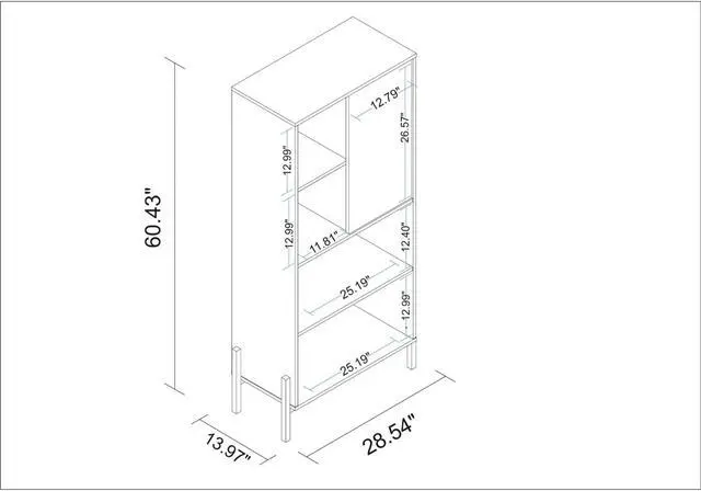 Alt view image 3 of 13 - Bowery Bookcase with 5 Shelves in White and Oak