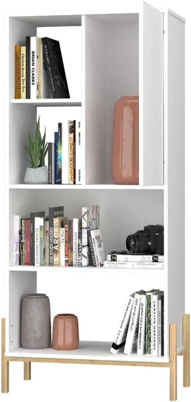 Alt view image 4 of 13 - Bowery Bookcase with 5 Shelves in White and Oak