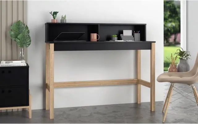 Alt view image 2 of 13 - Bowery Desk with 0 Shelves in Black and Oak