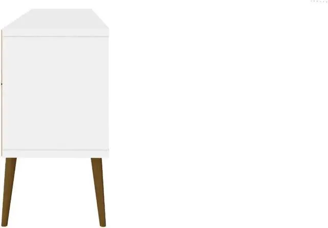 Alt view image 6 of 14 - Bradley 62.99 TV Stand White  with 2 Media Shelves and 2 Storage Shelves in White  with Solid Wood Legs