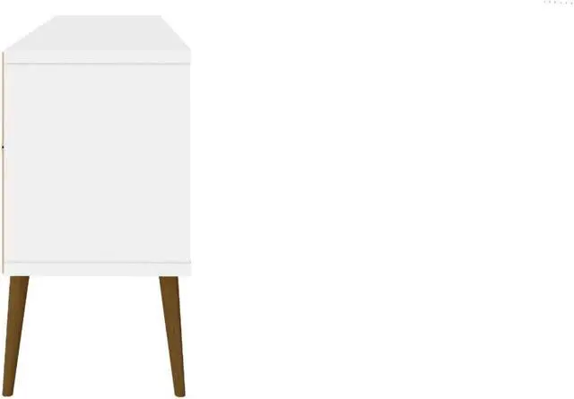 Alt view image 6 of 14 - Bradley 62.99 TV Stand White and Rustic Brown with 2 Media Shelves and 2 Storage Shelves in White and Rustic Brown with Solid Wood Legs
