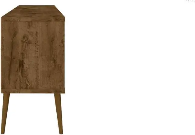 Alt view image 6 of 14 - Bradley 62.99 TV Stand Rustic Brown and White  with 2 Media Shelves and 2 Storage Shelves in Rustic Brown and White  with Solid Wood Legs