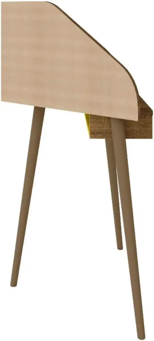 Alt view image 10 of 18 - Bradley Corner Desk with Keyboard Shelf in Rustic Brown and Yellow