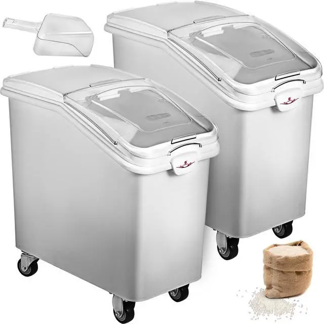 Main image of VEVOR 2x Ingredient Bin With Casters 21 Gallon Food Safe Restaurant Kitchen Flour Bins