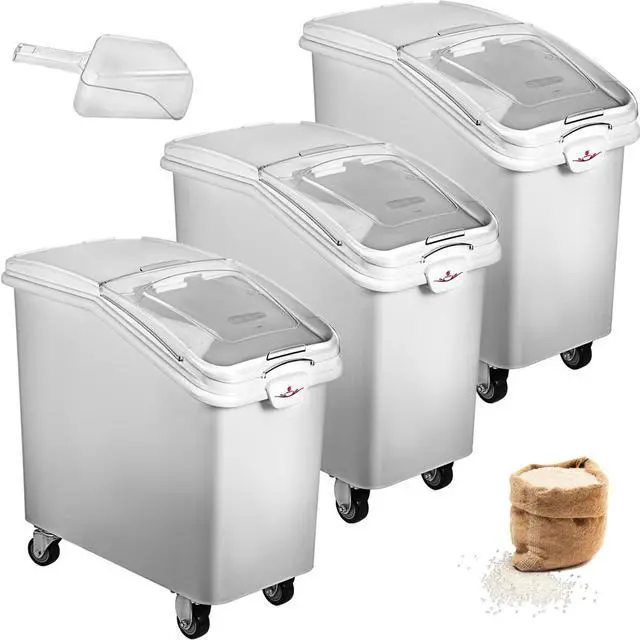 Main image of VEVOR 3 Pack Dry Ingredient 21 Gallon Storage Bin Caster Commercial Restaurant Kitchen