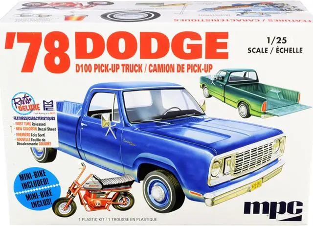 Alt view image 2 of 6 - Skill 2 Model Kit 1978 Dodge D100 Pickup Truck with Mini Bike 1/25 Scale Model by MPC