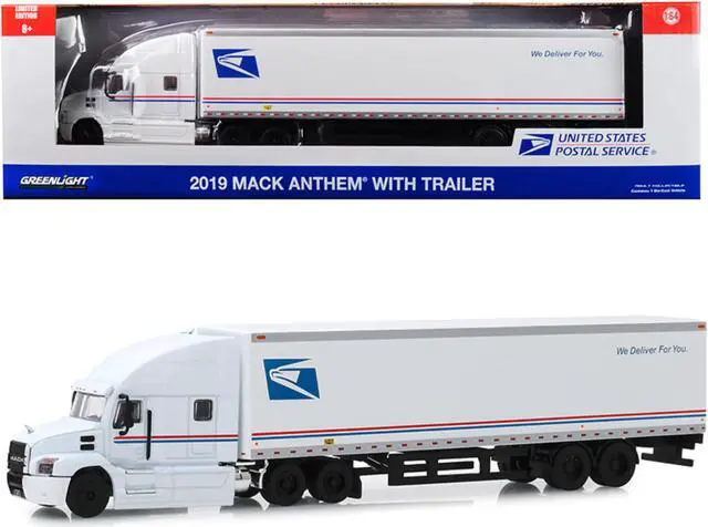 Alt view image 2 of 5 - 2019 Mack Anthem 18 Wheeler Tractor-Trailer "USPS" (United States Postal Service) "We Deliver For You" 1/64 Diecast Model by Greenlight
